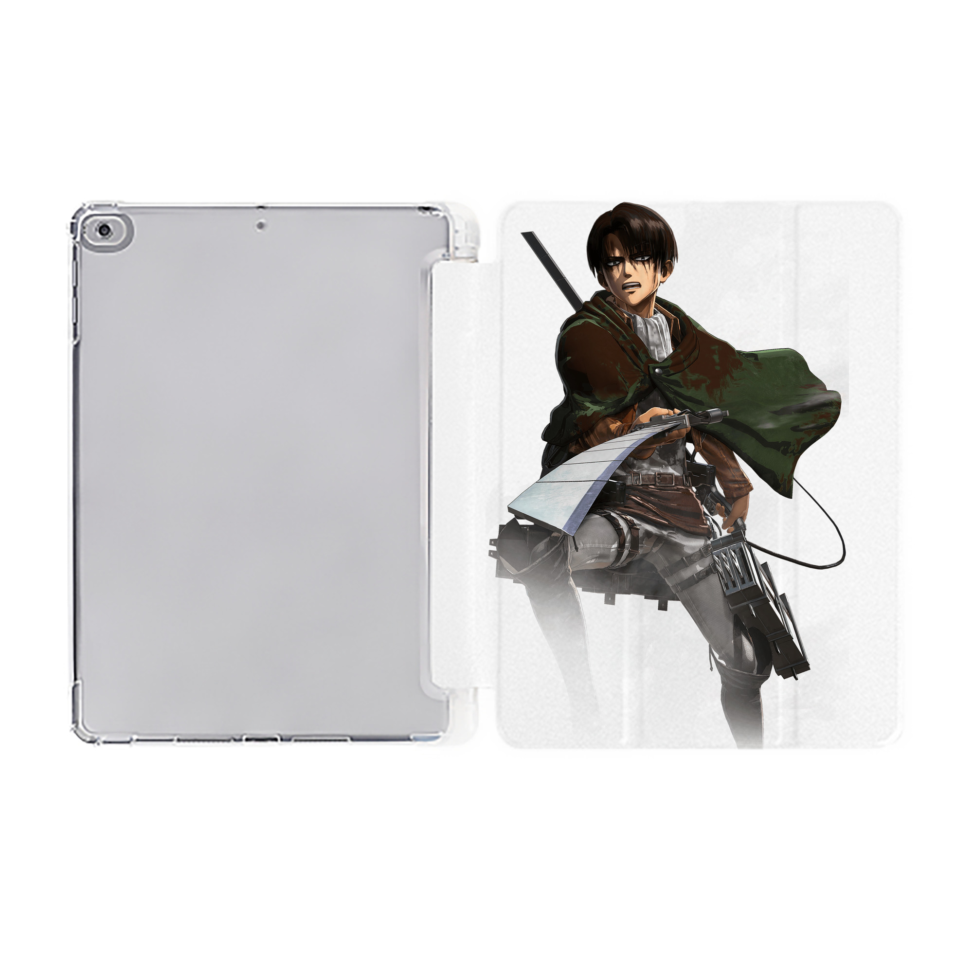 （画像用） 進撃の巨人 リヴァイ·アッカーマン Attack on Titan Levi Ackerman IPad ケース ペン収納付き 三つ折りスタンド PUレザー×シリコン 対応機種9.5/10.5/10.9インチ